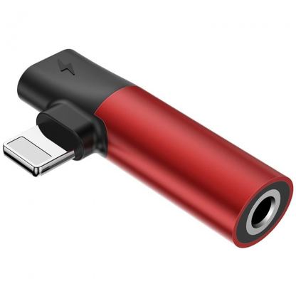 Baseus Lightning & Audio Adapter - Lightning адаптер с Lightning порт и 3.5 мм аудио вход за устройства с Lightning порт (червен) 5