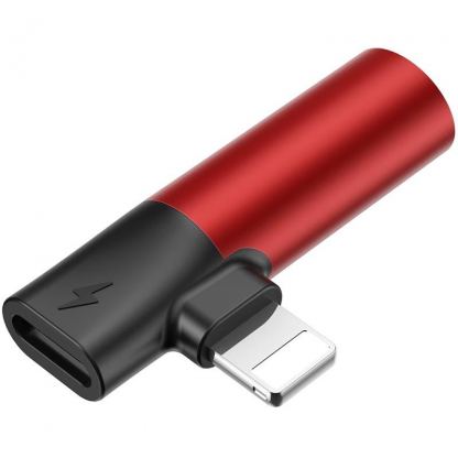 Baseus Lightning & Audio Adapter - Lightning адаптер с Lightning порт и 3.5 мм аудио вход за устройства с Lightning порт (червен) 6