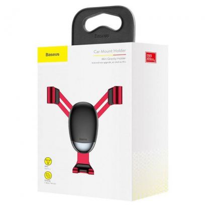 Baseus Mini Gravity Car Vent Mount - поставка за радиатора на кола за смартфони с дисплеи до 6 инча (червена) 7
