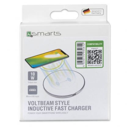 4smarts Inductive Fast Charger VoltBeam Style 10W - поставка (пад) за безжично захранване за QI съвместими устройства (бял) 5