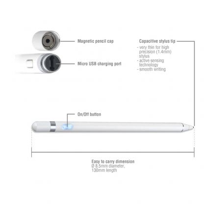 4smarts Pencil - професионална писалка (microUSB) за таблети и смартфони (бял) 5