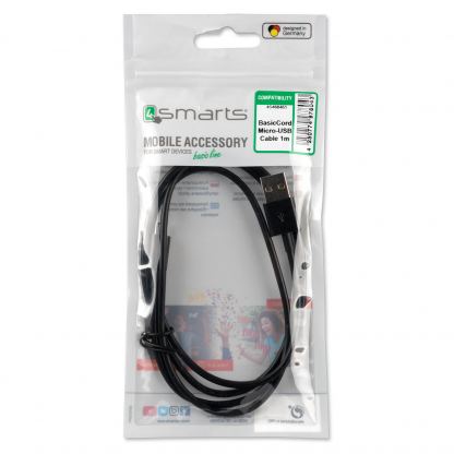 4smarts Basic Micro-USB Data Cable BasicCord 1m - компактен microUSB кабел с (100 см)(черен) 2
