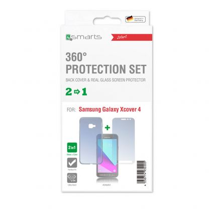 4smarts 360° Protection Set - тънък силиконов кейс и стъклено защитно покритие за дисплея на Samsung Galaxy Xcover 4 (прозрачен) 3
