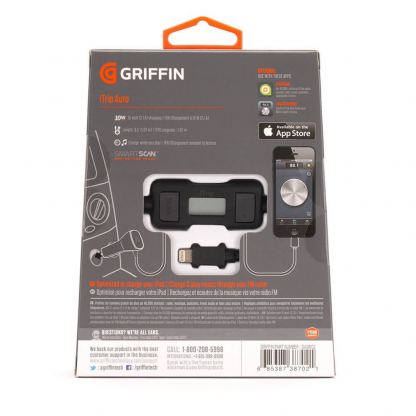 Griffin iTrip FM Transmitter Lightning Connector - FM трансмитер и зарядно за кола с Lightning кабел за iPhone, iPad, iPod (черен) 4