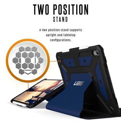 Urban Armor Gear Metropolis Folio Case - удароустойчив хибриден кейс от най-висок клас за iPad Pro 12.9 (2018) (тъмносин) 6
