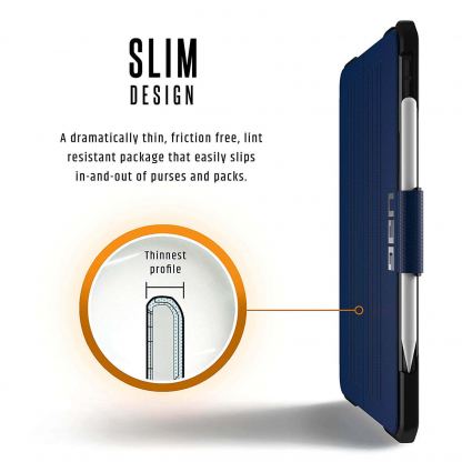 Urban Armor Gear Metropolis Folio Case - удароустойчив хибриден кейс от най-висок клас за iPad Pro 12.9 (2018) (тъмносин) 7