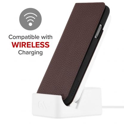 CaseMate Barely There Folio Case - кожен калъф, тип портфейл за iPhone XR (кафяв) 3