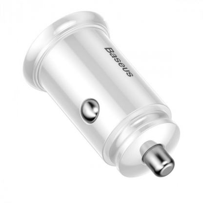 Baseus Dual USB & USB-C QC 3.0 Car Charger - зарядно за кола с USB и USB-C изходи и технология за бързо зареждане (бял) 4