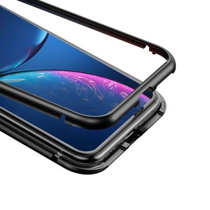 Baseus Magnetic Case - магнитен алуминиев бъмпер и покритие за задната част за iPhone XR (черен) 2