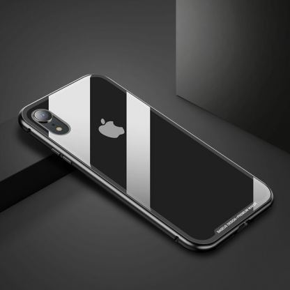Baseus Magnetic Case - магнитен алуминиев бъмпер и покритие за задната част за iPhone XR (черен) 4