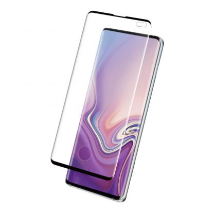 Eiger 3D Glass Case Friendly Curved Tempered Glass - калено стъклено защитно покритие с извити ръбове за целия дисплей на Samsung Galaxy S10 Plus (черен-прозрачен) 2