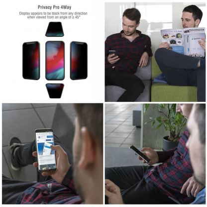 4smarts Second Glass Privacy Pro 4Way Anti-Spy - стъклено покритие с извити ръбове и определен ъгъл на виждане за iPhone 11 Pro, iPhone XS, iPhone X (прозрачен) 3