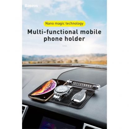 Baseus Folding Bracket Antiskid Pad - сгъваема лепяща се силиконова поставка за табло и гладки повърхности за мобилни телефони (прозрачен) 3