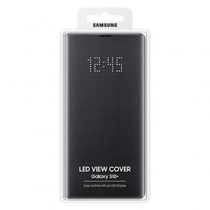 Samsung LED View Cover EF-NG975PB - оригинален калъф през който виждате информация от дисплея за Samsung Galaxy S10 Plus (черен) 2