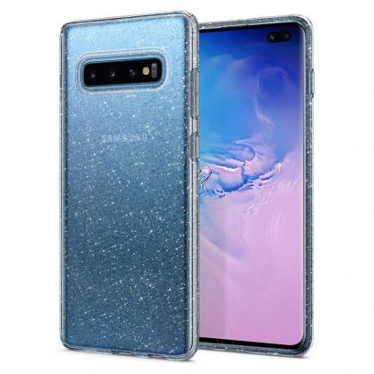 Spigen Liquid Crystal Glitter Case - тънък качествен слииконов (TPU) калъф за Samsung Galaxy S10 Plus (прозрачен) 4