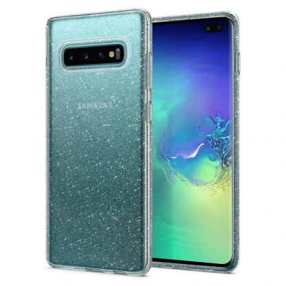 Spigen Liquid Crystal Glitter Case - тънък качествен слииконов (TPU) калъф за Samsung Galaxy S10 Plus (прозрачен) 5