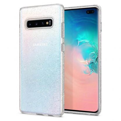 Spigen Liquid Crystal Glitter Case - тънък качествен слииконов (TPU) калъф за Samsung Galaxy S10 Plus (прозрачен) 6