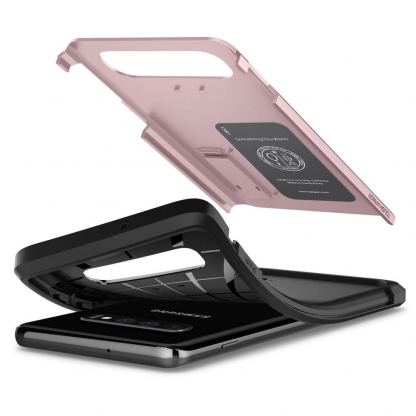 Spigen Tough Armor Case - хибриден кейс с най-висока степен на защита за Samsung Galaxy S10 (розово злато) 4