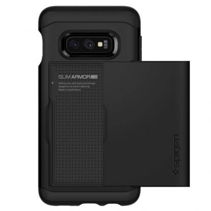 Spigen Slim Armor CS Case - хибриден кейс с отделение за кр. карти и най-висока степен на защита за Samsung Galaxy S10e (черен) 4