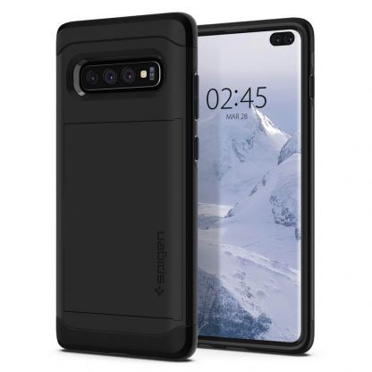 Spigen Slim Armor CS Case - хибриден кейс с отделение за кр. карти и най-висока степен на защита за Samsung Galaxy S10 Plus (черен) 10