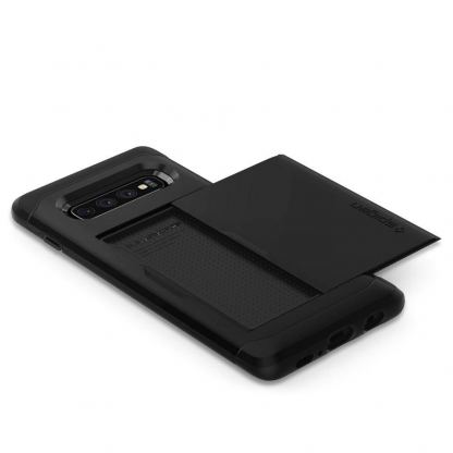 Spigen Slim Armor CS Case - хибриден кейс с отделение за кр. карти и най-висока степен на защита за Samsung Galaxy S10 (черен) 4