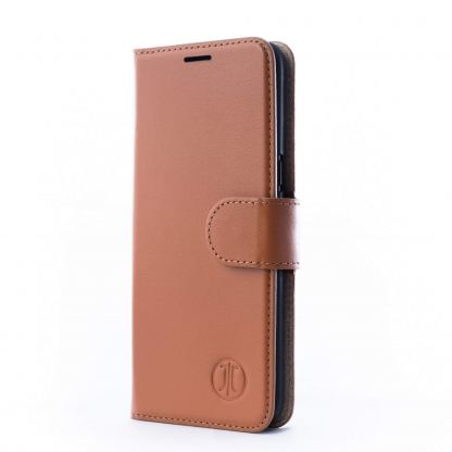 JT Berlin BookCase Kreuzberg Case - хоризонтален кожен (естествена кожа) калъф тип портфейл за Samsung Galaxy S10 (кафяв) 2