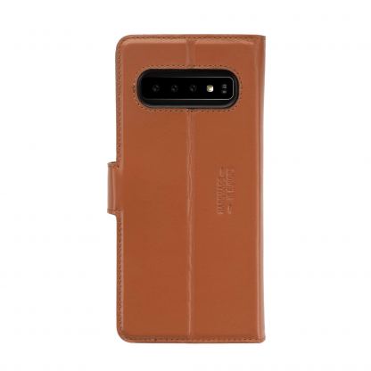 JT Berlin BookCase Kreuzberg Case - хоризонтален кожен (естествена кожа) калъф тип портфейл за Samsung Galaxy S10 (кафяв) 3