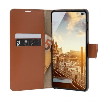 JT Berlin BookCase Kreuzberg Case - хоризонтален кожен (естествена кожа) калъф тип портфейл за Samsung Galaxy S10 (кафяв) 4