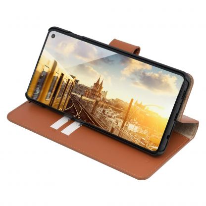 JT Berlin BookCase Kreuzberg Case - хоризонтален кожен (естествена кожа) калъф тип портфейл за Samsung Galaxy S10 (кафяв) 5