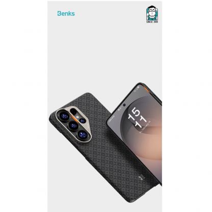 Кевларен кейс с MagSafe за  Samsung Galaxy S26 Ultra - Benks ArmorGrid ArmorAir Magnetic Kevlar Metal Frame Case 600D (черен) 6