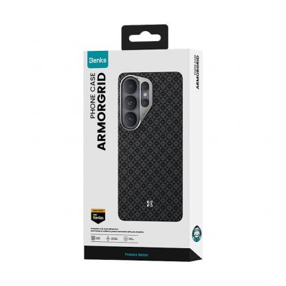 Кевларен кейс с MagSafe за  Samsung Galaxy S26 Ultra - Benks ArmorGrid ArmorAir Magnetic Kevlar Metal Frame Case 600D (черен) 7