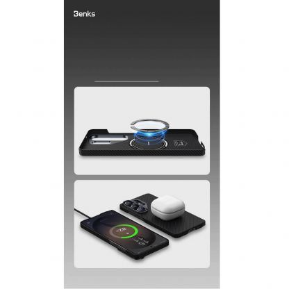 Кевларен кейс с MagSafe за Samsung Galaxy S26 Plus - Benks Armor Air Kevlar Metal Frame Case 600D (черен) 8