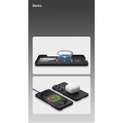 Кевларен кейс с MagSafe за Samsung Galaxy S26 Ultra - Benks Armor Air Kevlar Metal Frame Case 600D (черен) 11