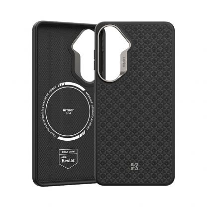 Удароустойчив кевларен кейс с MagSafe за Samsung Galaxy S26 - Benks Magnetic Armor Pro ArmorGrid Kevlar Case Metal Frame Case 600D (черен) 7