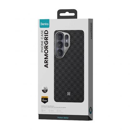 Удароустойчив кевларен кейс с MagSafe за Samsung Galaxy S26 - Benks Magnetic Armor Pro ArmorGrid Kevlar Case Metal Frame Case 600D (черен) 17