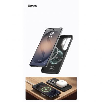 Удароустойчив кевларен кейс с MagSafe за Samsung Galaxy S26 Ultra - Benks Magnetic Armor Pro ArmorGrid Kevlar Case Metal Frame Case 600D (черен) 10