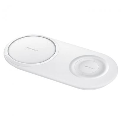 Samsung Wireless Charger Duo Pad EP-P5200TW - двойна поставка (пад) с Fast Charge 2.0 за безжично захранване за Samsung Galaxy S10, S9, и QI съвместими устройства (бял) 4