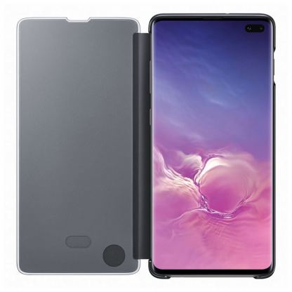 Samsung Clear View Cover EF-ZG975CB - оригинален кейс, през който виждате информация от дисплея за Samsung Galaxy S10 Plus (черен) 4