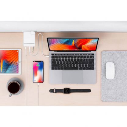 HyperDrive USB-C Hub 87W Power Adapter - USB-C хъб с два USB изхода и USB-C изход за Apple 61W USB-C Power Adapter (бял) 3