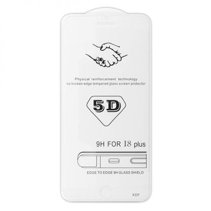 Premium Full Glue 5D Tempered Glass - обхващащо и ръбовете стъклено защитно покритие за дисплея на iPhone 8 Plus, iPhone 7 Plus (прозрачен) 2