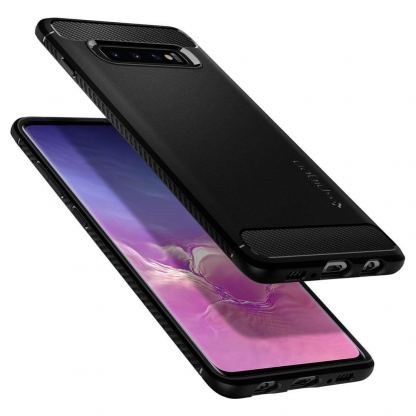 Spigen Rugged Armor Case - тънък качествен слииконов (TPU) калъф за Samsung Galaxy S10 Plus (черен) 2