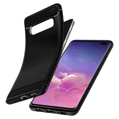 Spigen Rugged Armor Case - тънък качествен слииконов (TPU) калъф за Samsung Galaxy S10 Plus (черен) 3