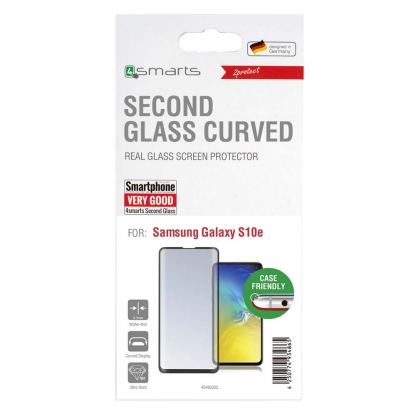 4smarts Second Glass Colour Frame Case Friendly - калено стъклено защитно покритие с извити ръбове за Samsung Galaxy S10E (черен-прозрачен) 2