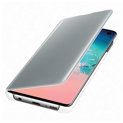Samsung Clear View Cover EF-ZG973CB - оригинален кейс, през който виждате информация от дисплея за Samsung Galaxy S10 (бял-сив) 2