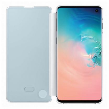 Samsung Clear View Cover EF-ZG973CB - оригинален кейс, през който виждате информация от дисплея за Samsung Galaxy S10 (бял-сив) 4