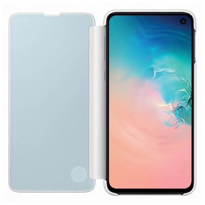 Samsung Clear View Cover EF-ZG970CW - оригинален кейс, през който виждате информация от дисплея за Samsung Galaxy S10E (бял-сив) 4