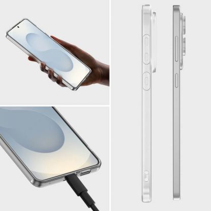 Тънък силиконов кейс и стъклено защитно покритие за дисплея на Samsung Galaxy S25 Edge - 4smarts 360° Protection Set (прозрачен) 4