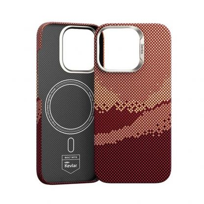 Кевларен кейс с MagSafe за iPhone 16 Pro Max - Benks GoldenTide ArmorAir Magnetic Kevlar Case 600D (червен-оранжев) 3