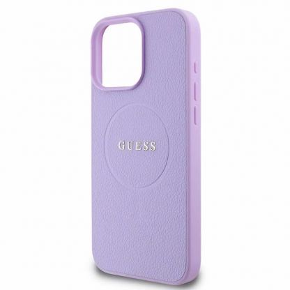 Дизайнерски кожен кейс с MagSafe за iPhone 16 Pro Max - Guess PU Grained Classic Logo MagSafe Leather Hard Case (лилав) 4