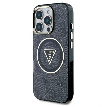 Хибриден удароустойчив кейс с MagSafe за iPhone 16 Pro Max - Guess IML Rhinestones Ring MagSafe Case (черен) 2